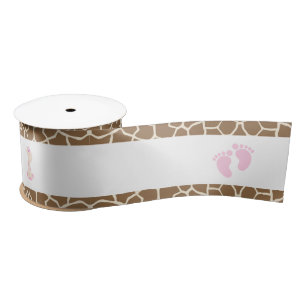 Ruban En Satin Giraffe Baby shower fille rose
