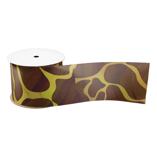 Ruban En Satin Giraffe Brown et jaune (Bobine)