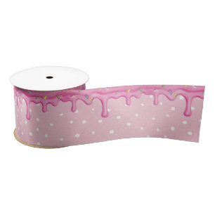 Ruban En Satin Glacage rose en goutte avec des arrosages