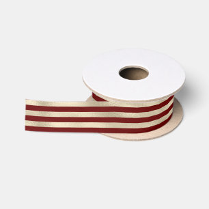 Ruban En Satin Glam Gold Red Holiday Stripes