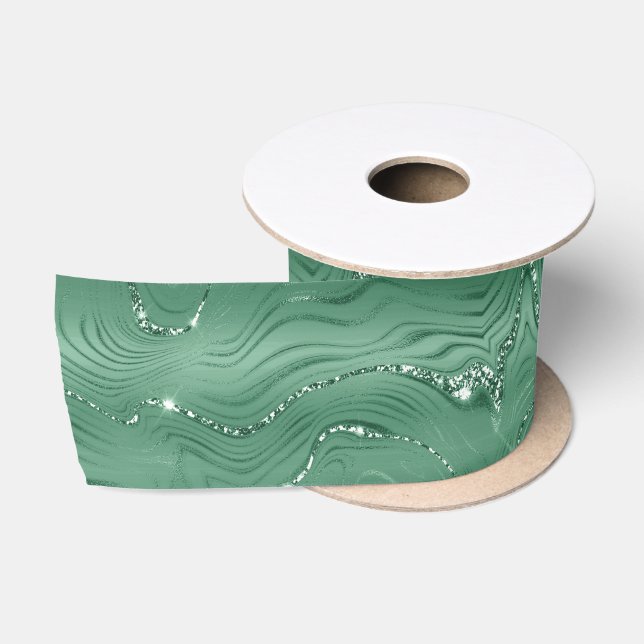Ruban En Satin Glam Green Glittery (Bobine)