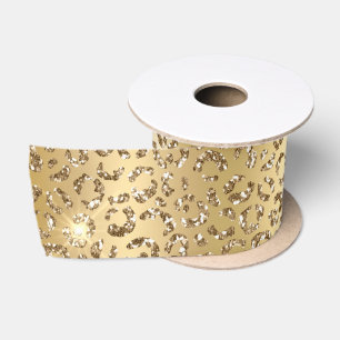 Ruban En Satin Glam Jaune Parties scintillant d'or Leopard