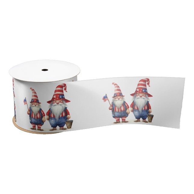 Ruban En Satin Gnomes patriotiques américains (Bobine)