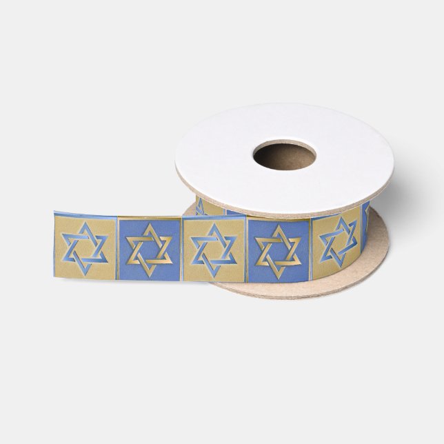 Ruban En Satin Gold Blue Star de David Art Panels (Bobine)