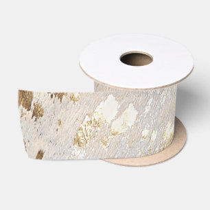 Ruban En Satin Gold Cowhide Print Metallic