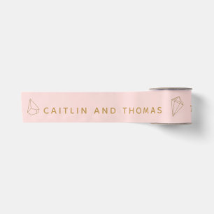 Ruban En Satin Gold Gemstone Blush Rose Mariage personnalisé