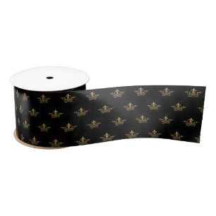 Ruban En Satin Gold Vintage de la couronne française Noir