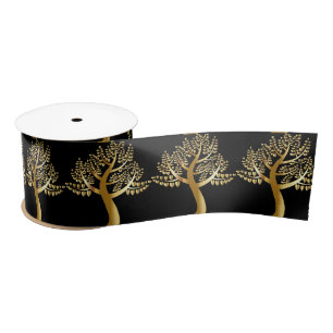 Ruban En Satin Golden Foil Comme Arbre Gold Coeurs Feuille nuit C