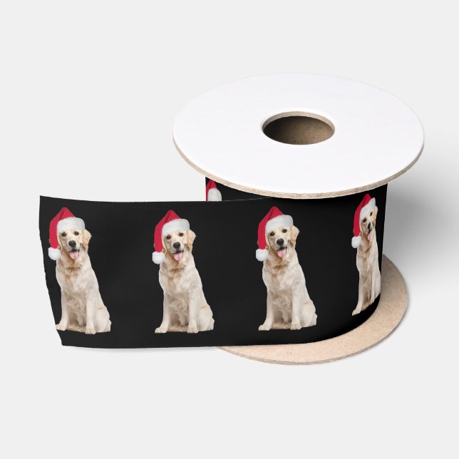 Ruban En Satin Golden Retriever avec Santa Hat (Bobine)