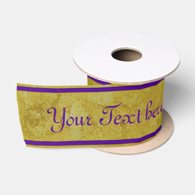 Ruban En Satin Golden Stripes - violet + votre texte (Bobine)