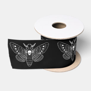 Ruban En Satin Gothique Mouton à tête noire et blanche