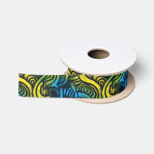 Ruban En Satin Gothique Sombre Sentiment Bleu Vert Jaune