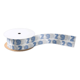 Ruban En Satin Grand nombre de Blue Retro Classe de