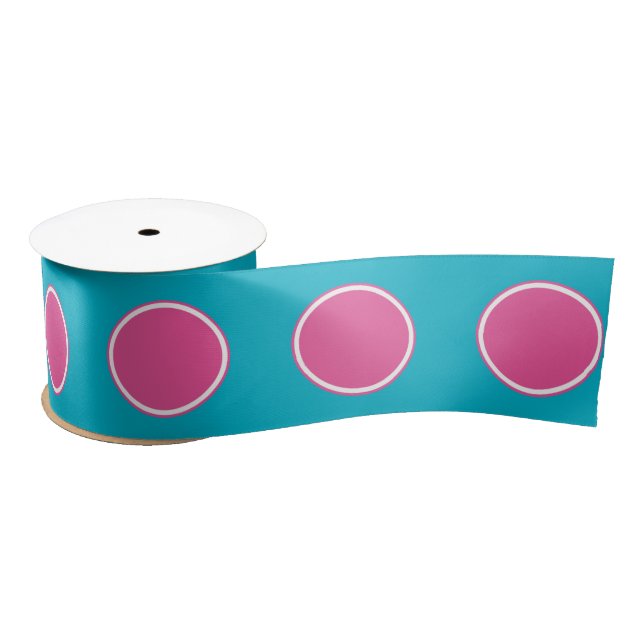 Ruban En Satin Grande turquoise de blanc de roses indien de ruban (Bobine)