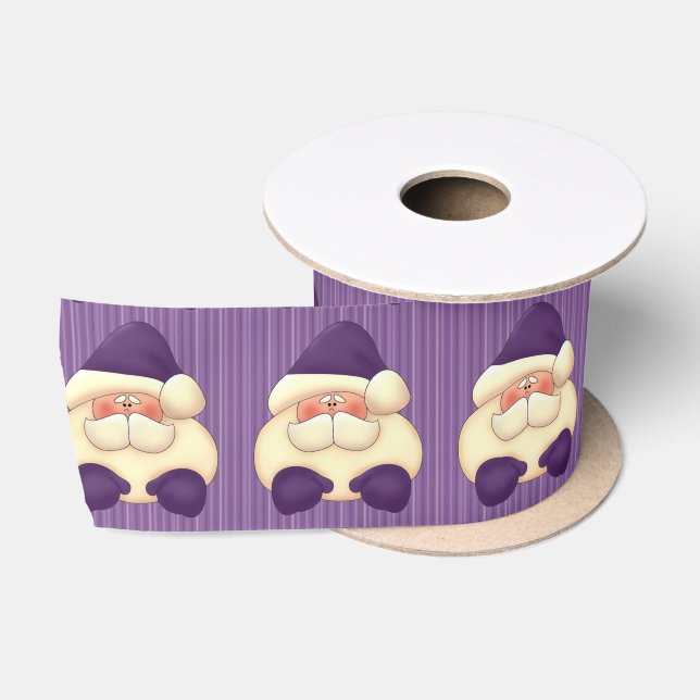 Ruban En Satin Grandes bandes violettes avec Père Noël (Bobine)