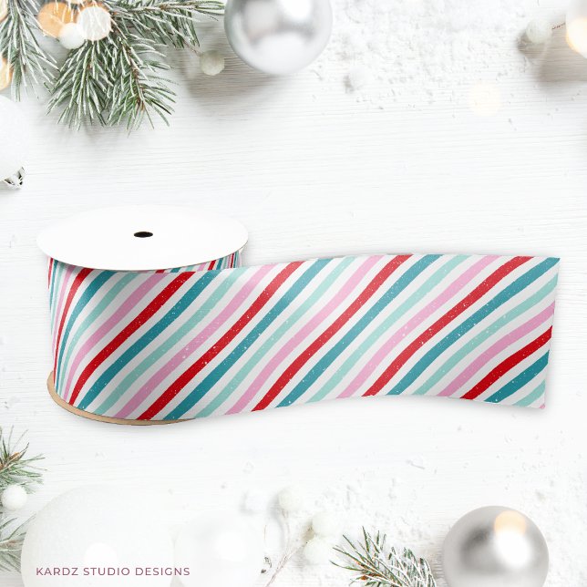 Ruban En Satin Grandes bonbons de Noël modernes (Ribbon shown in 3 inches wide. Choose size and satin or grosgrain.)