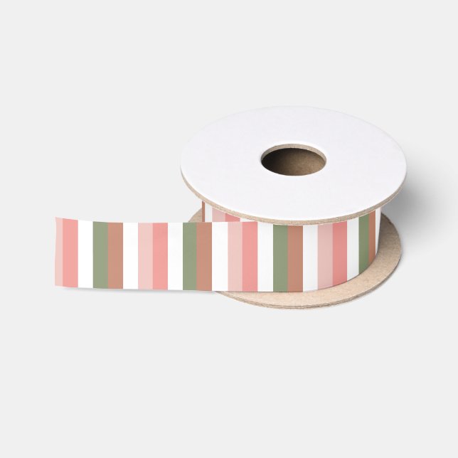 Ruban En Satin Grandes Tailles Roses, Vertes Et Brown (Bobine)