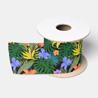 Ruban En Satin Graphique de fleur d'Aloha de Hawaii tropical