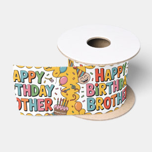 Ruban En Satin Graphisme "JOYEUX ANNIVERSAIRE FRÈRE" joyeux