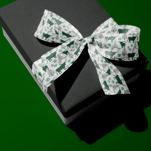 Ruban En Satin Green Buffalo Plaid Longhorn Motif