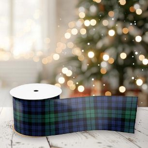 Ruban En Satin Green et Blue Black Watch Tartan Plaid Holiday