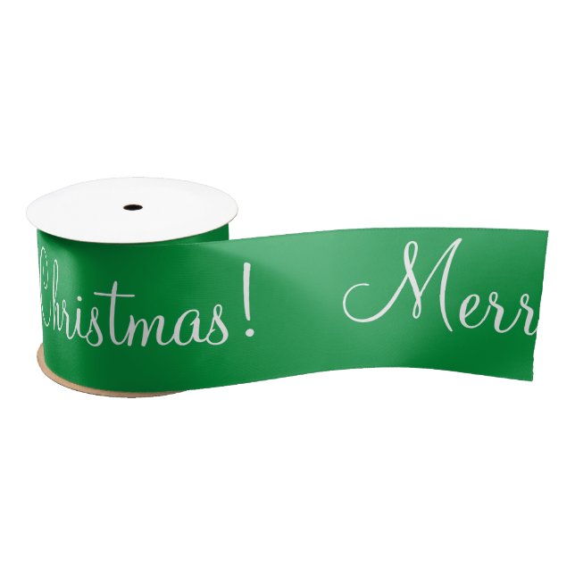 Ruban En Satin Green Joyeux Noël Script de vacances Satin moderne (Bobine)