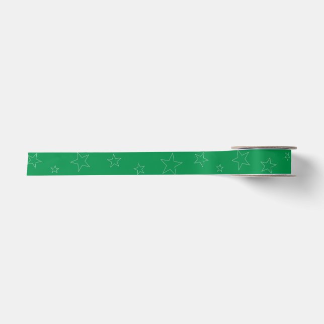 Ruban En Satin Green Stars Ribbon (Devant)
