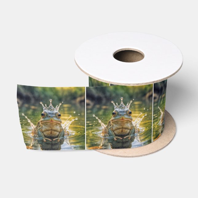 Ruban En Satin Grenouille portant une couronne d'eau (Bobine)