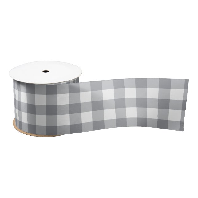 Ruban En Satin Grey clair En vichy (Bobine)