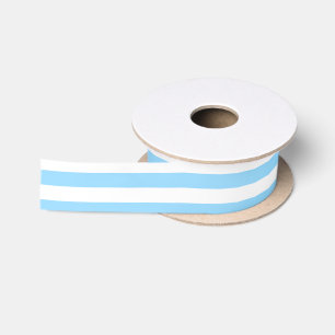 Ruban En Satin Grilles horizontales bleu ciel et blanc