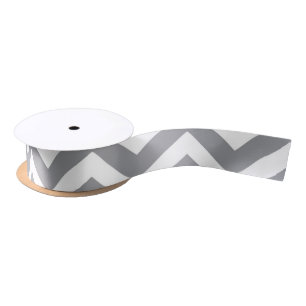 Ruban En Satin Gris et blanc Chevron épais Mariage Anniversaire V
