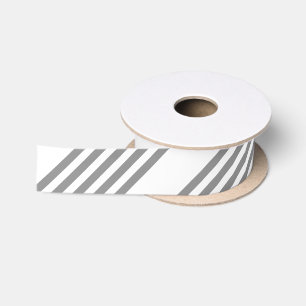 Ruban En Satin Gris et blanc cinq bandes motif