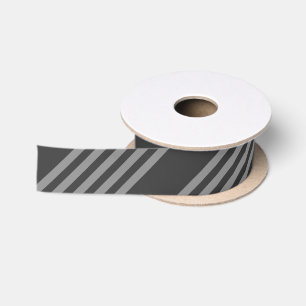 Ruban En Satin Gris et charbon de bois cinq bandes motif