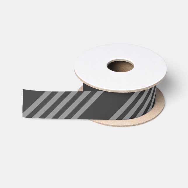 Ruban En Satin Gris et charbon de bois cinq bandes motif (Bobine)
