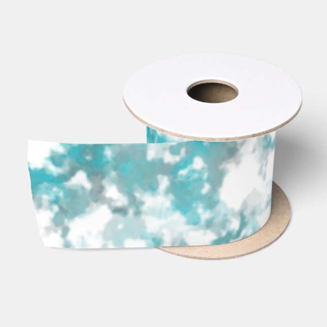 Ruban En Satin gris turquoise et blanc abstrait (Bobine)