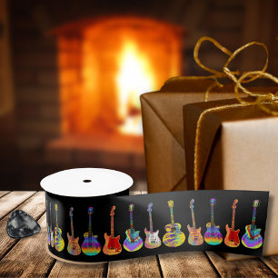 Ruban En Satin Guitares colorées en noir