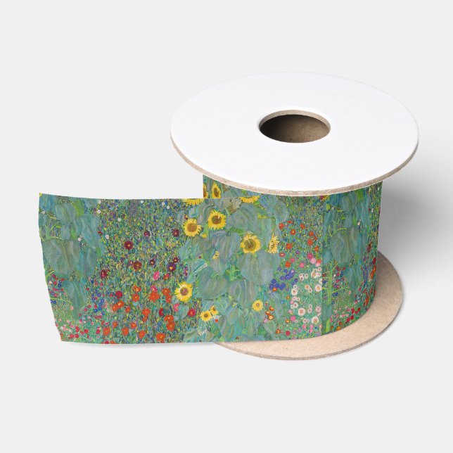 Ruban En Satin Gustav Klimt - Jardin de campagne avec tournesols (Bobine)