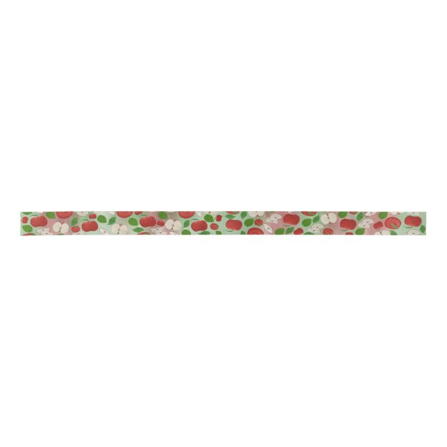 Ruban En Satin Hand-Drawn Apple Ribbon – Rustic Modern (Devant)