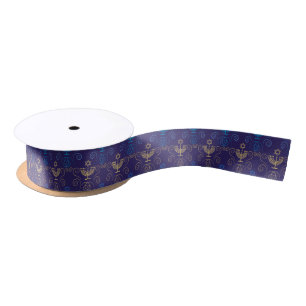 Ruban En Satin Hanoukka Jour Juif Hanukkiah Décoration Or