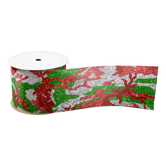 Ruban En Satin Haus De Camo Motif Silver Xmas (Bobine)