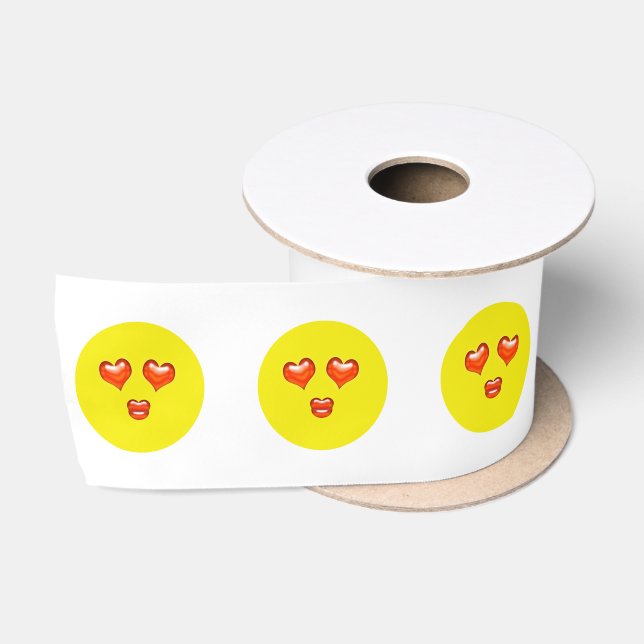 Ruban En Satin Heart Eyes Kiss Lips Love Emoji (Bobine)