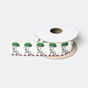 Ruban En Satin Héritier de Greyhound Whippet avec arbre héraldiqu