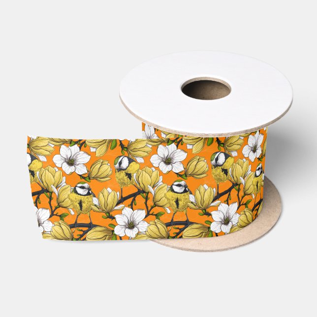 Ruban En Satin Heure de printemps dans le ruban satin jaune (Bobine)