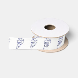 Ruban En Satin Hilton Head Island SC Carte Vintage Marine Blue