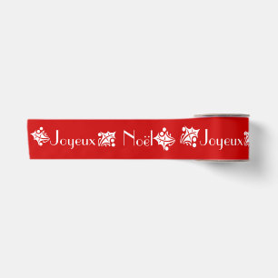Ruban En Satin hollies blancs en rouge lumineux - noel de joyeux