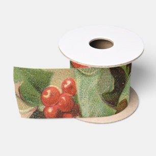 Ruban En Satin Holly Tree Noël Vintage