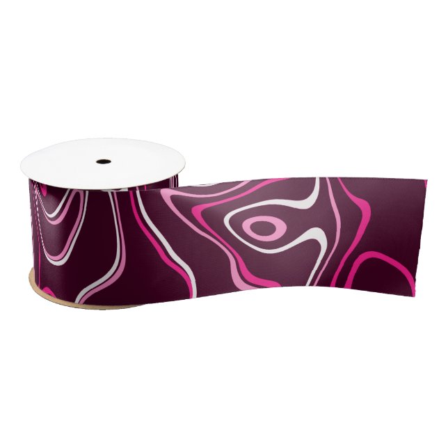 Ruban En Satin Hot pink damascus abstract swirls cool pattern (Bobine)