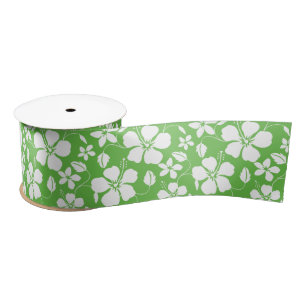 RUBAN EN SATIN HULA HAÏIENNE (HIBISCUS) LIME SATIN RIBBON