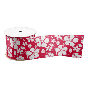 RUBAN EN SATIN HULA HAÏIENNE (HIBISCUS) RED SATIN RIBBON