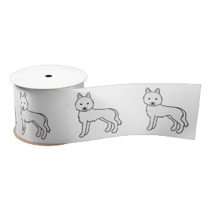 Ruban En Satin Husky sibérien blanc Chien de dessin animé mignon
